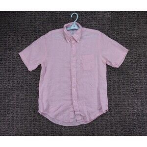 Brooks Brothers Shirt Mens Large Pink Regent Linen Short Sleeve Casual Preppy